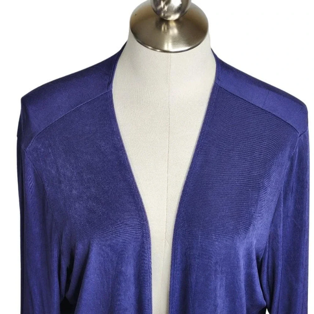 Chico's Travelers Slinky Tie Front Cardigan Size 3 XL Navy Blue‎